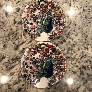 Anthropologie Starla Halfmann Plates “Peacock White”